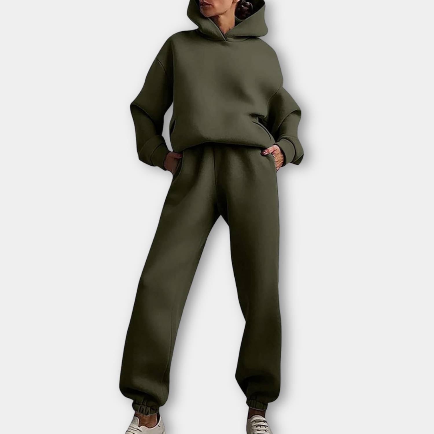 Trendy oversized hoodie with jogger trousers for women - Relaxed two-piece lounge set-Lanuvo