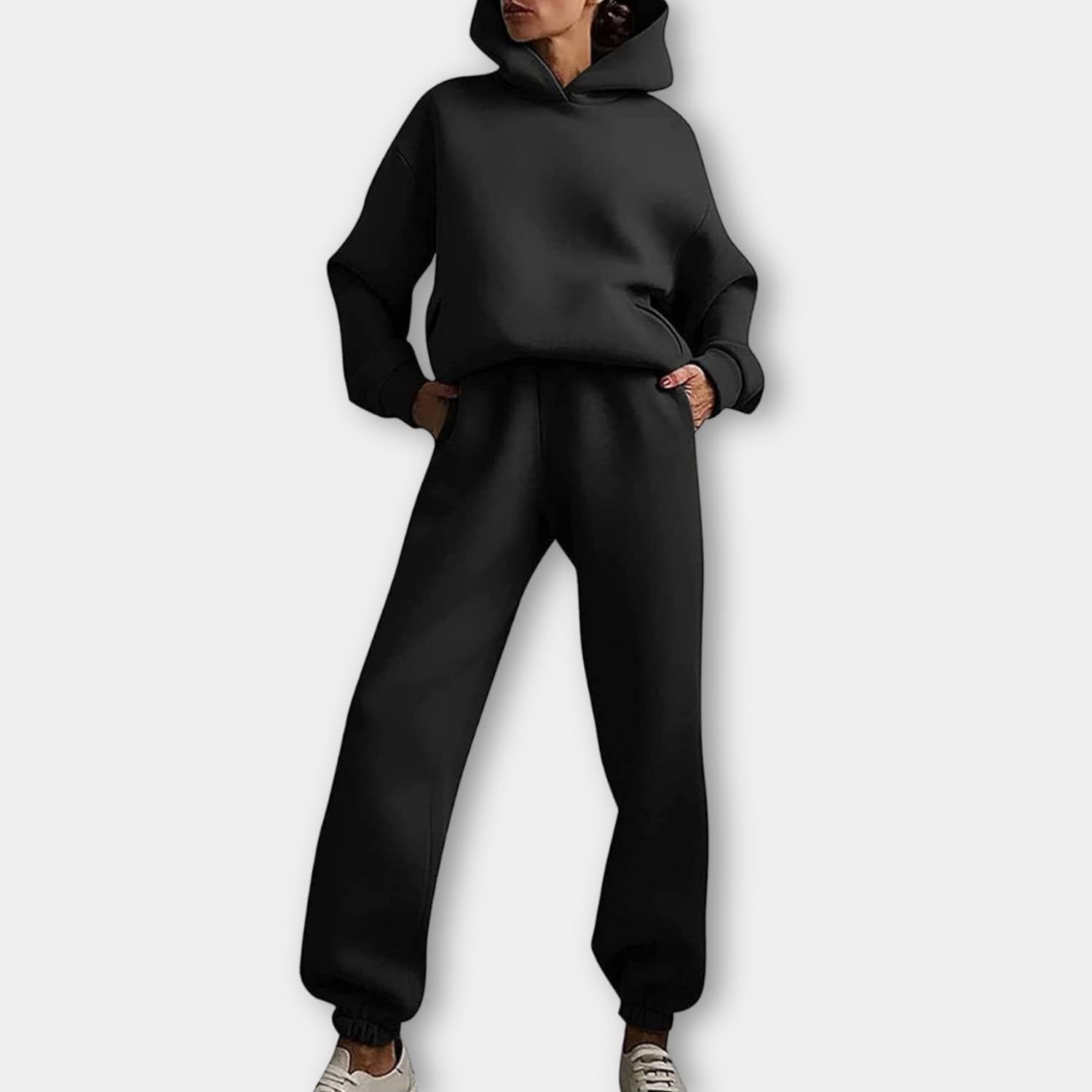 Trendy oversized hoodie with jogger trousers for women - Relaxed two-piece lounge set-Lanuvo