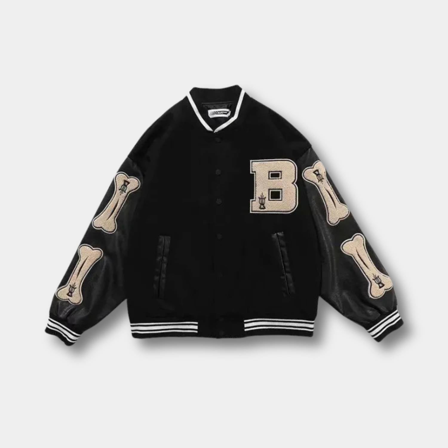 Vintage Varsity Jacket for Men with Bone Patches | Elian-Lanuvo