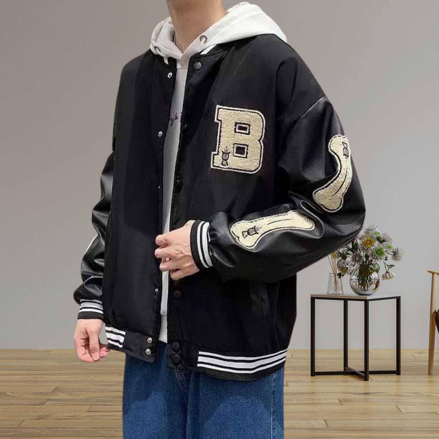Vintage Varsity Jacket for Men with Bone Patches | Elian-Lanuvo