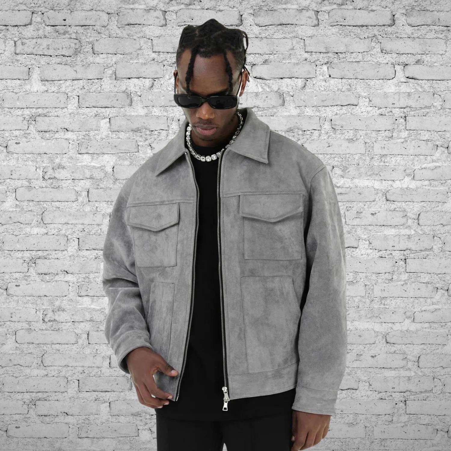 Vintage VIP suede jacket for men with front pockets | Patrick-Lanuvo