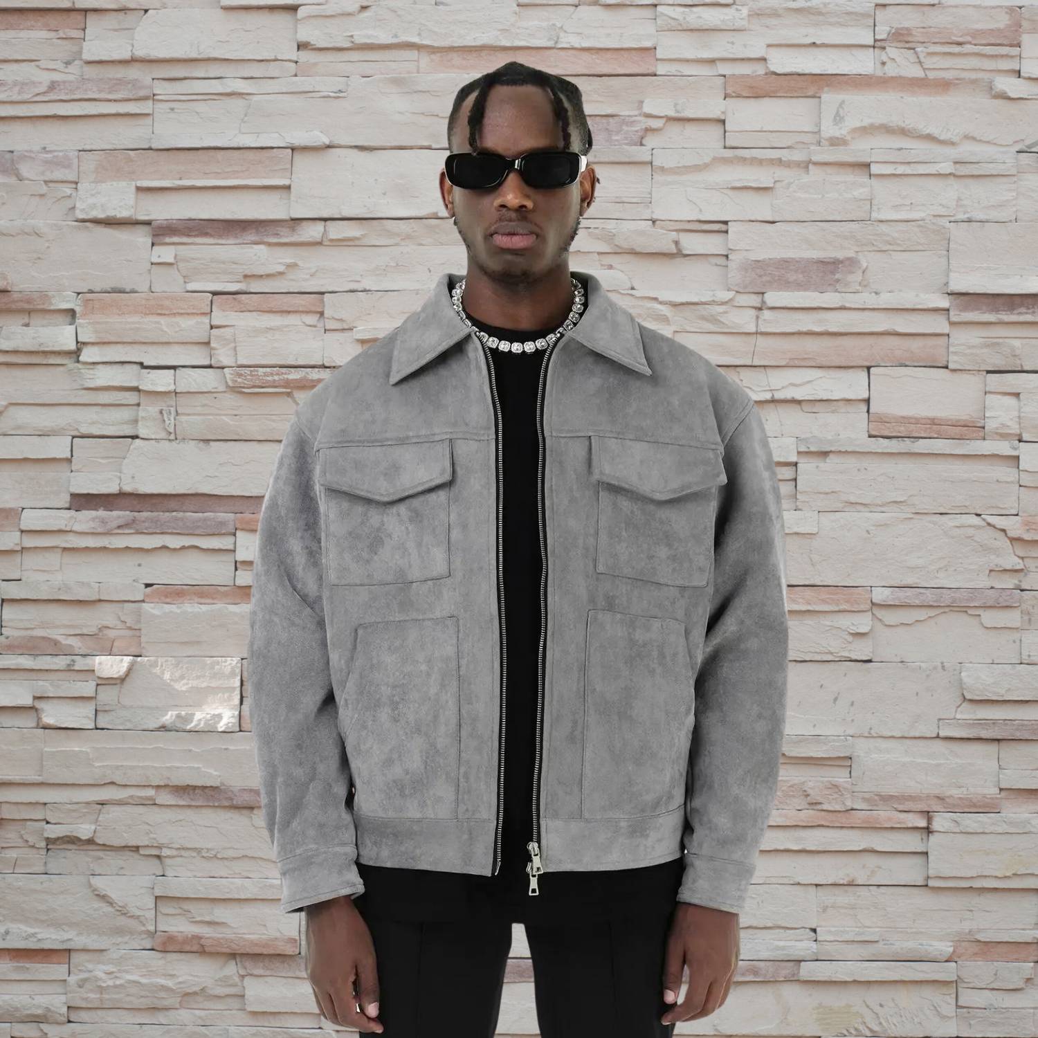 Vintage VIP suede jacket for men with front pockets | Patrick-Lanuvo