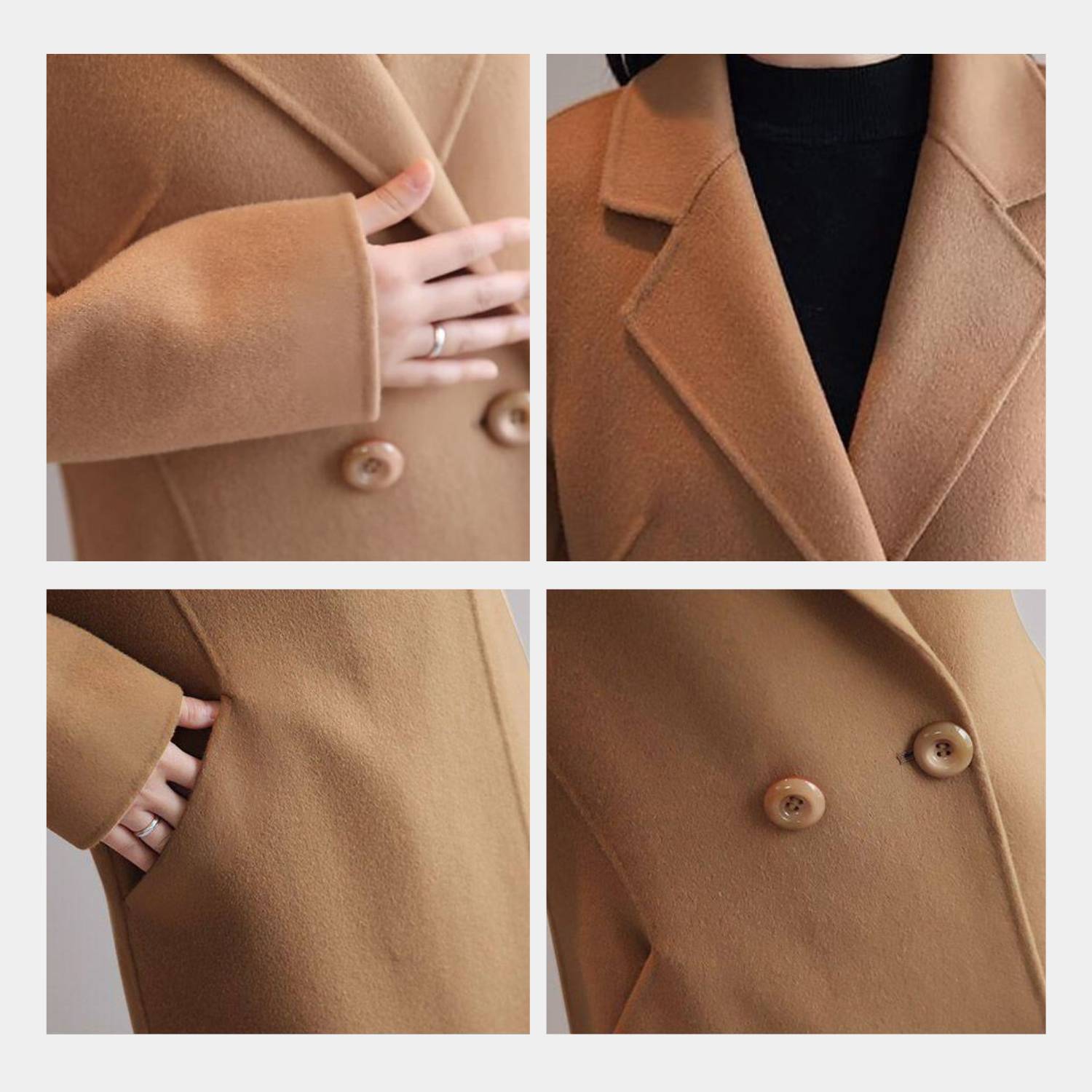 Warm Wool Long Winter Coat for Women with Lapel Collar | Debbie-Lanuvo