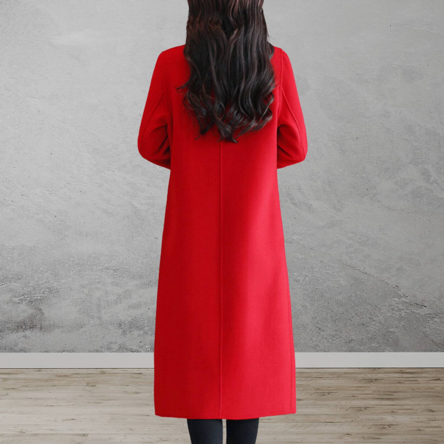 Warm Wool Long Winter Coat for Women with Lapel Collar | Debbie-Lanuvo