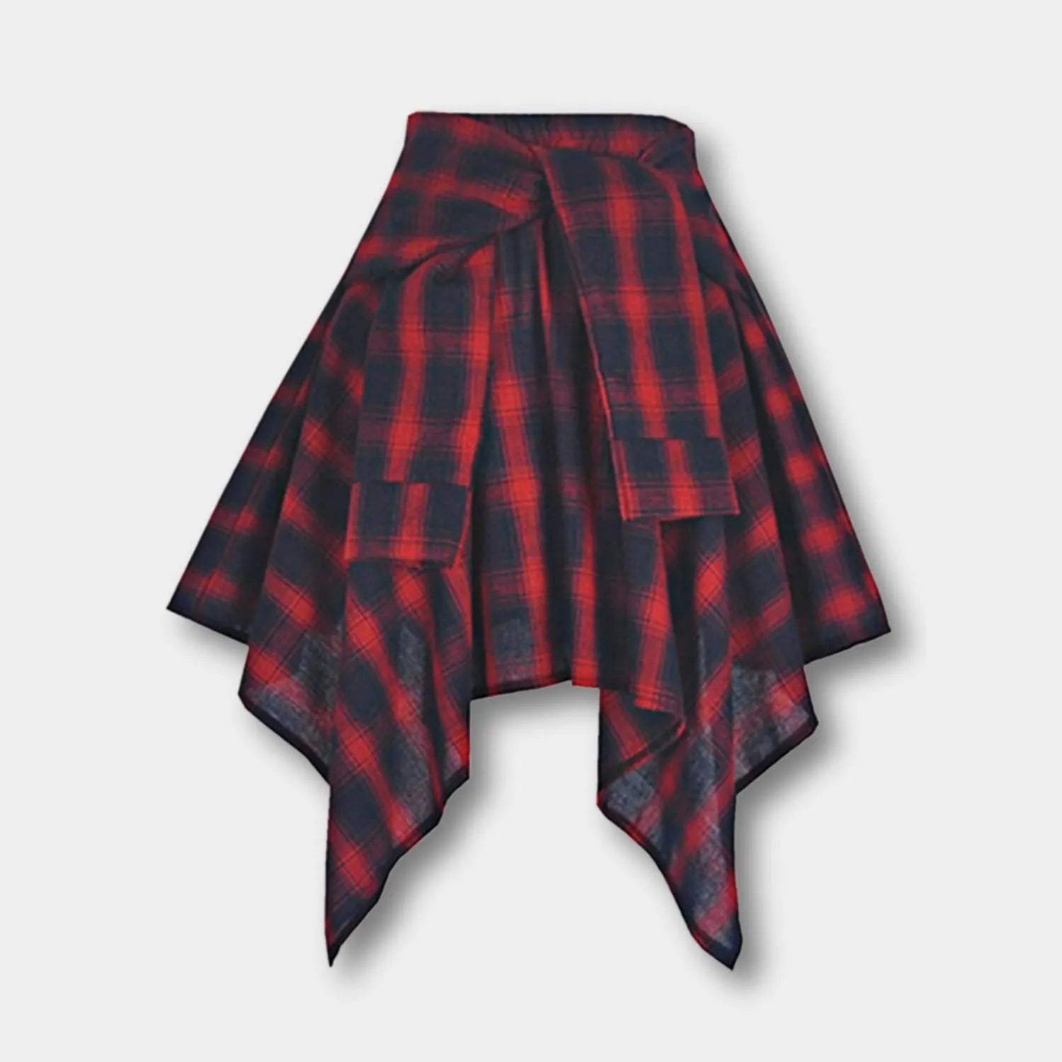 Casual Vintage Plaid Skirt for Women with Adjustable Waist | Charlotte-Red/Blue