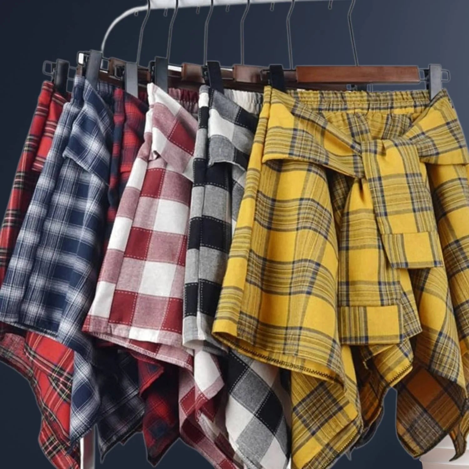 Casual Vintage Plaid Skirt for Women with Adjustable Waist | Charlotte-