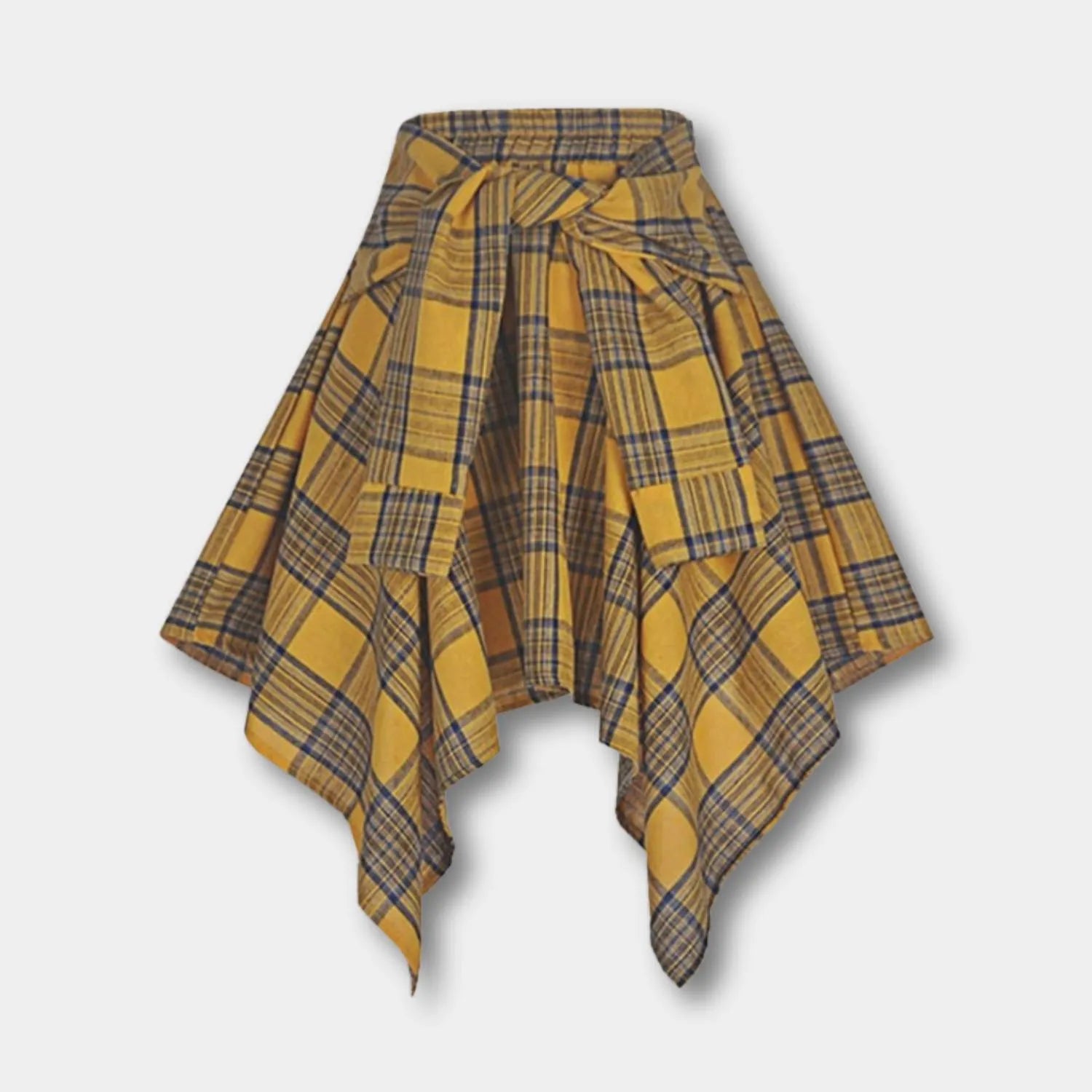 Casual Vintage Plaid Skirt for Women with Adjustable Waist | Charlotte-Yellow