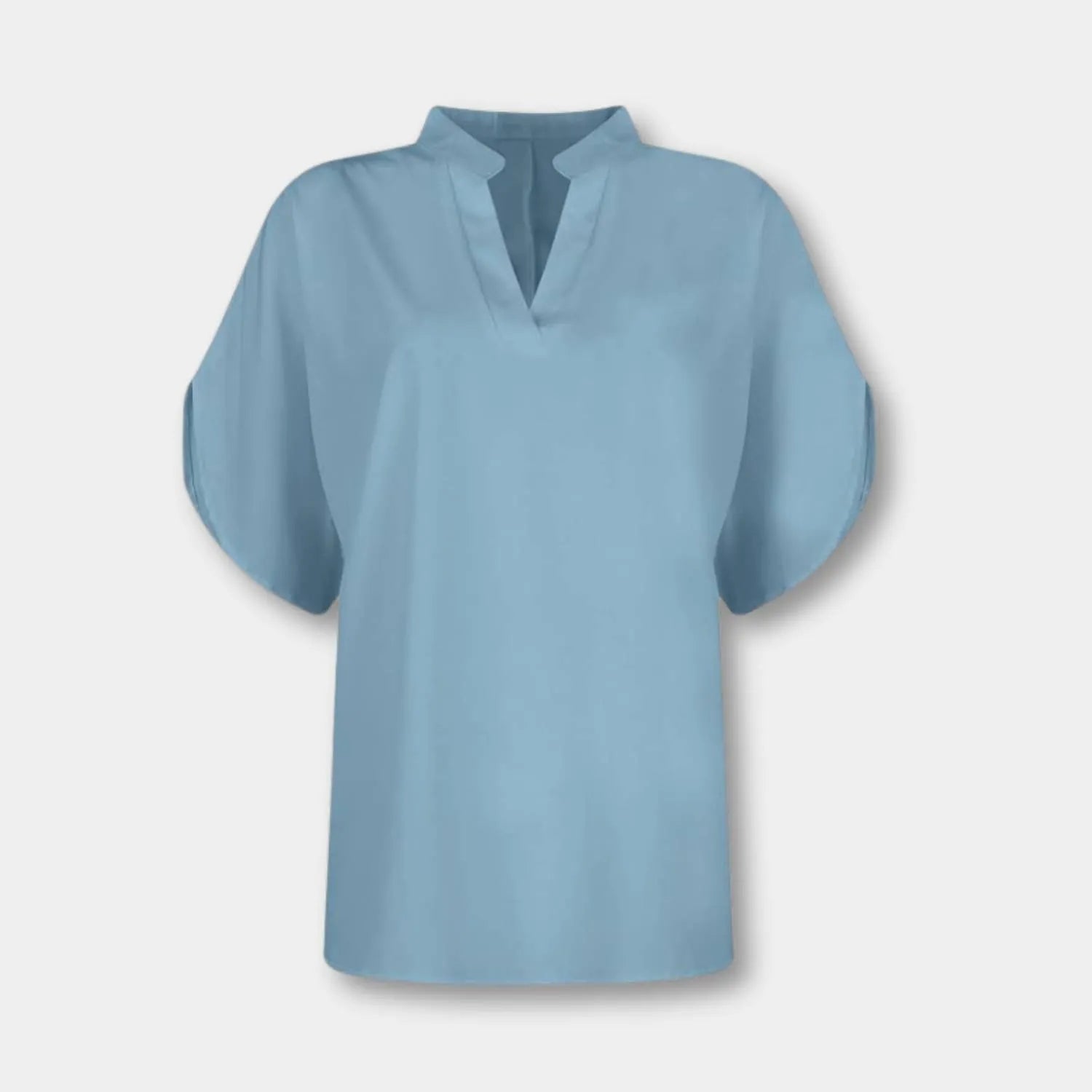 Chic Lightweight Split Sleeve Blouse for Women with V-Neckline | Aisha-Blue