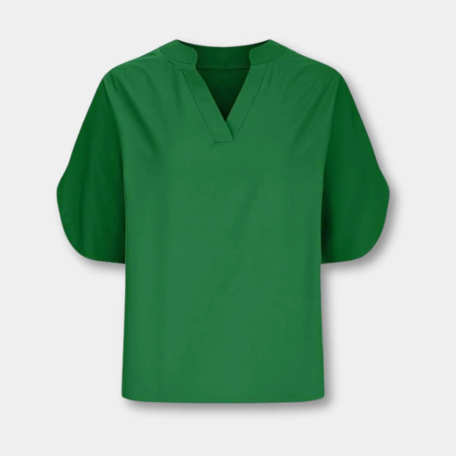 Chic Lightweight Split Sleeve Blouse for Women with V-Neckline | Aisha-Green