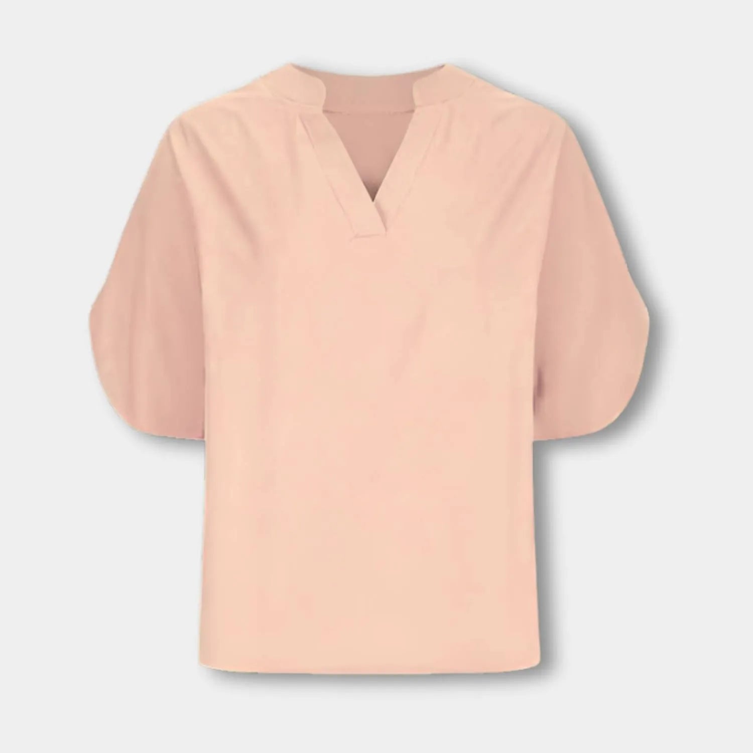Chic Lightweight Split Sleeve Blouse for Women with V-Neckline | Aisha-Pink