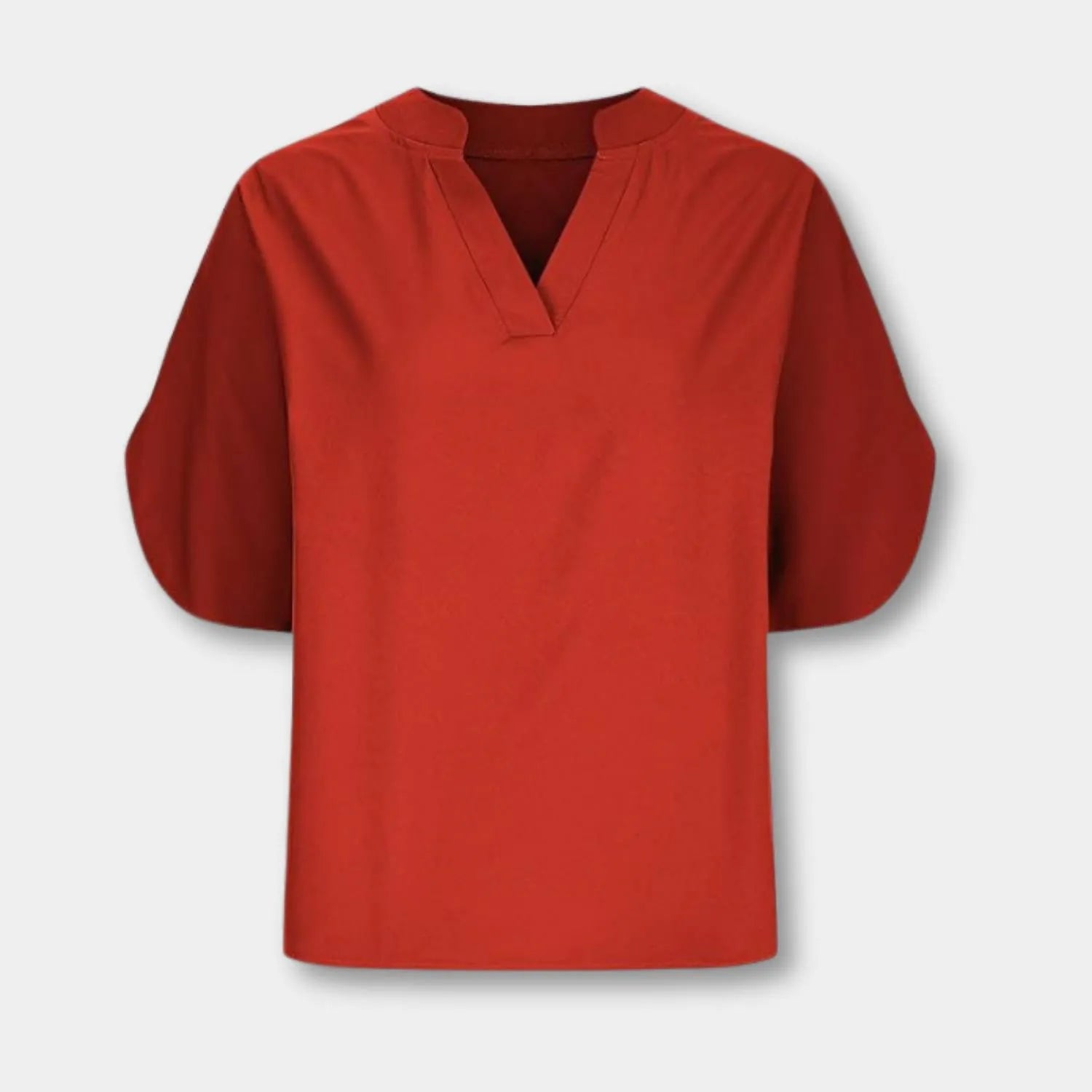 Chic Lightweight Split Sleeve Blouse for Women with V-Neckline | Aisha-Red