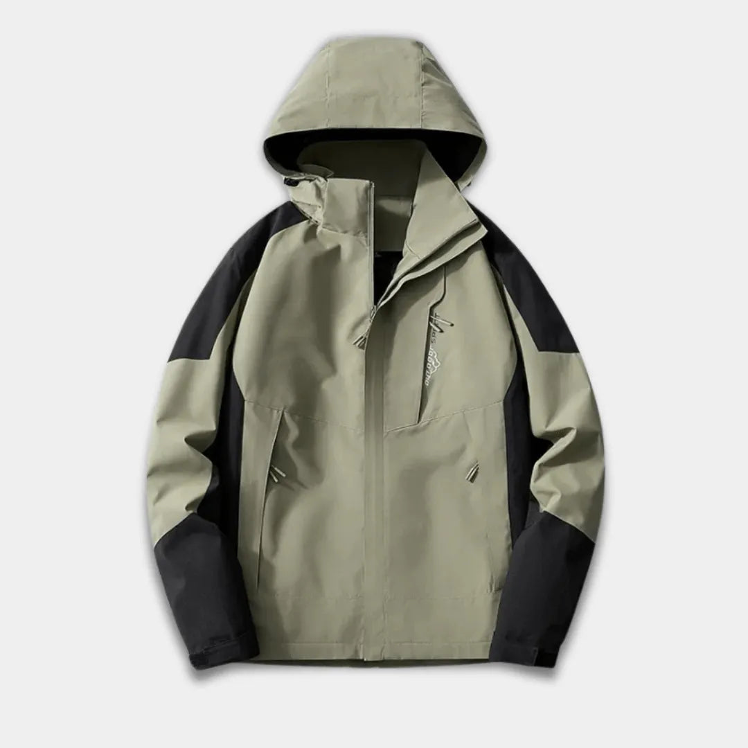 Men’s Outdoor Jacket with Water-Resistant Fabric, Adjustable Hood and Zipped Pockets-Green