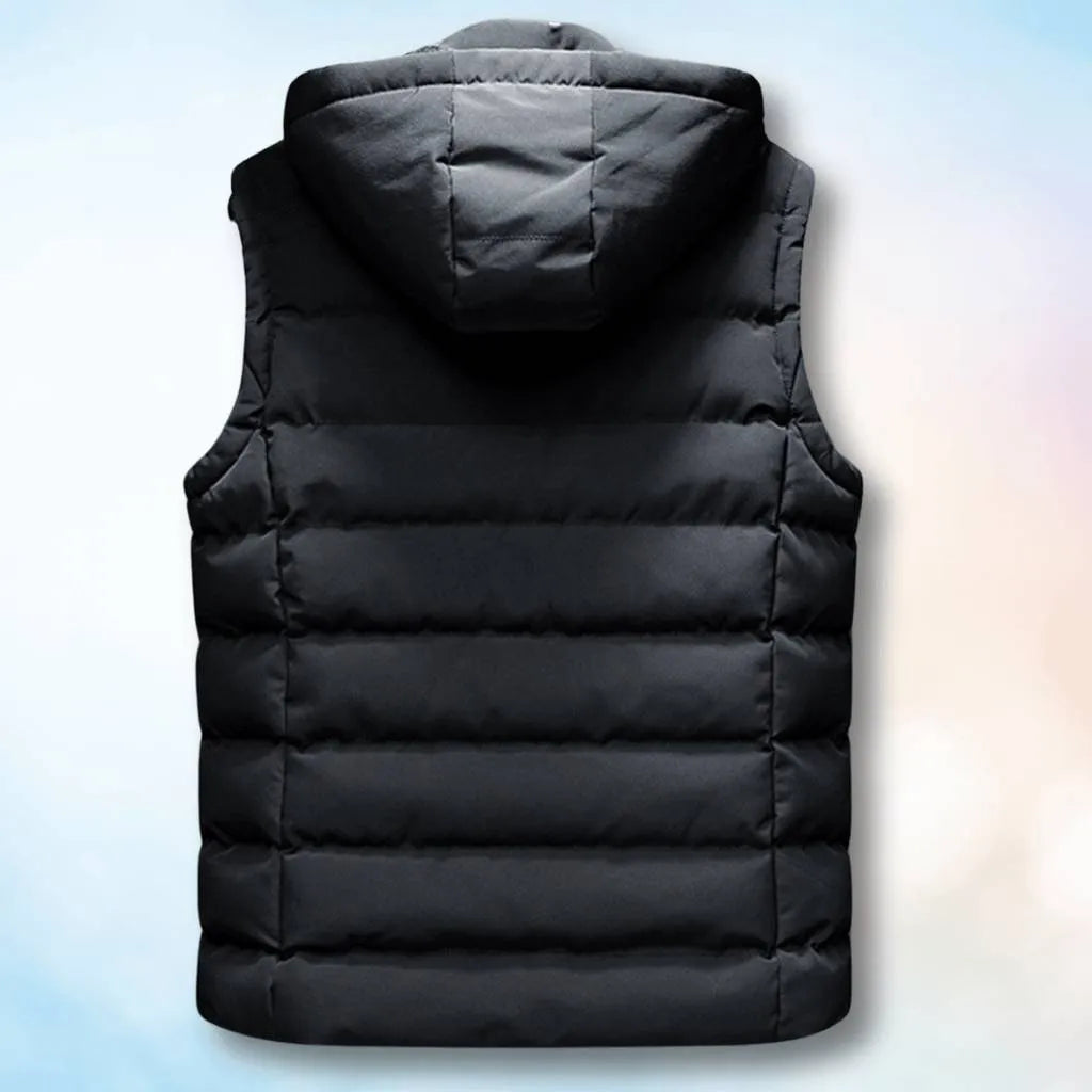 Men’s Water-Resistant Bodywarmer Vest with Hood and Thermal Lining-