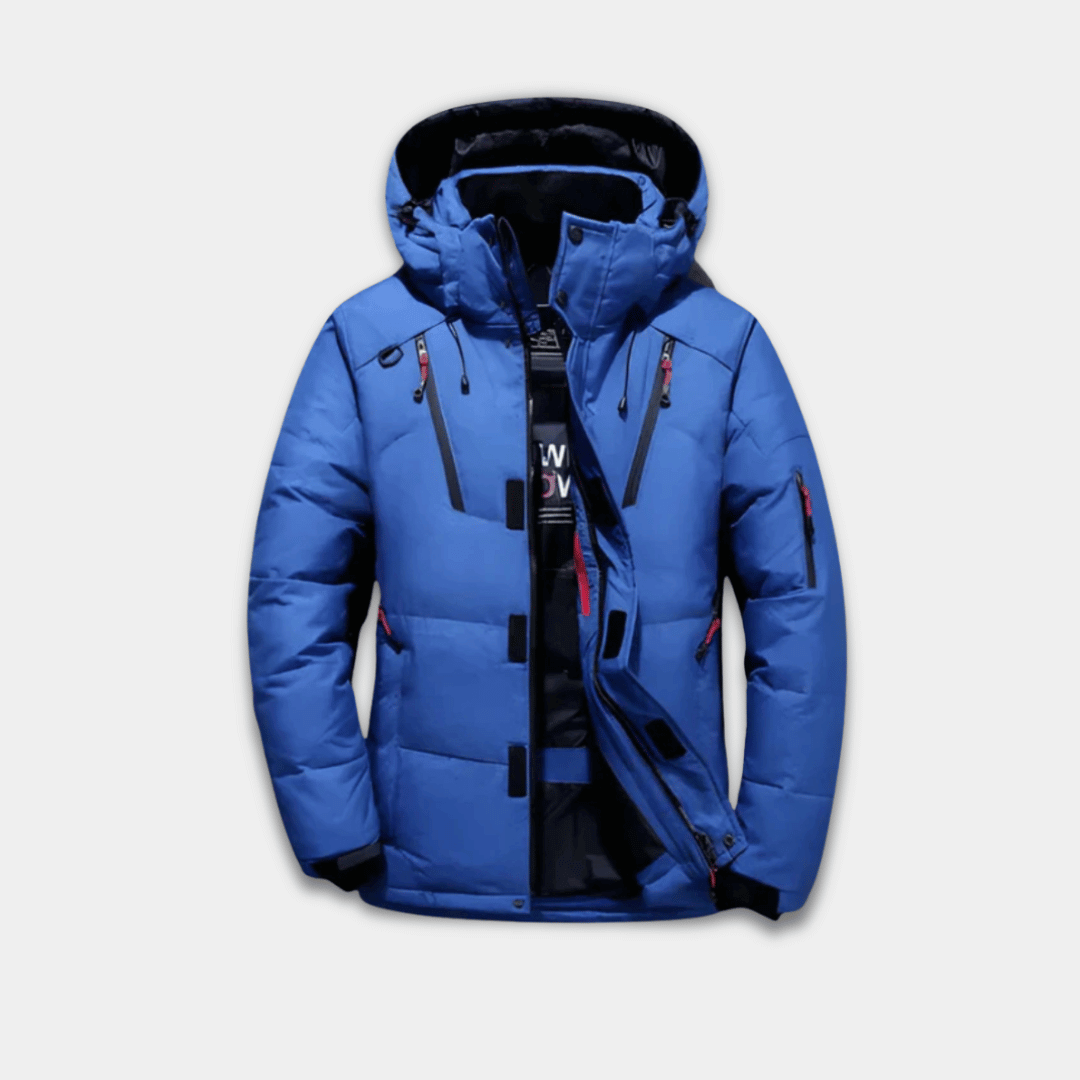 Men’s Winter Puffer Jacket – Hooded, Insulated & Water-Resistant Coat-Blue