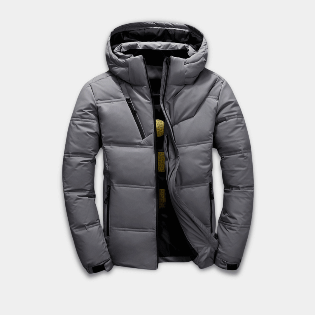 Men’s Winter Puffer Jacket – Hooded, Insulated & Water-Resistant Coat-Dark Grey