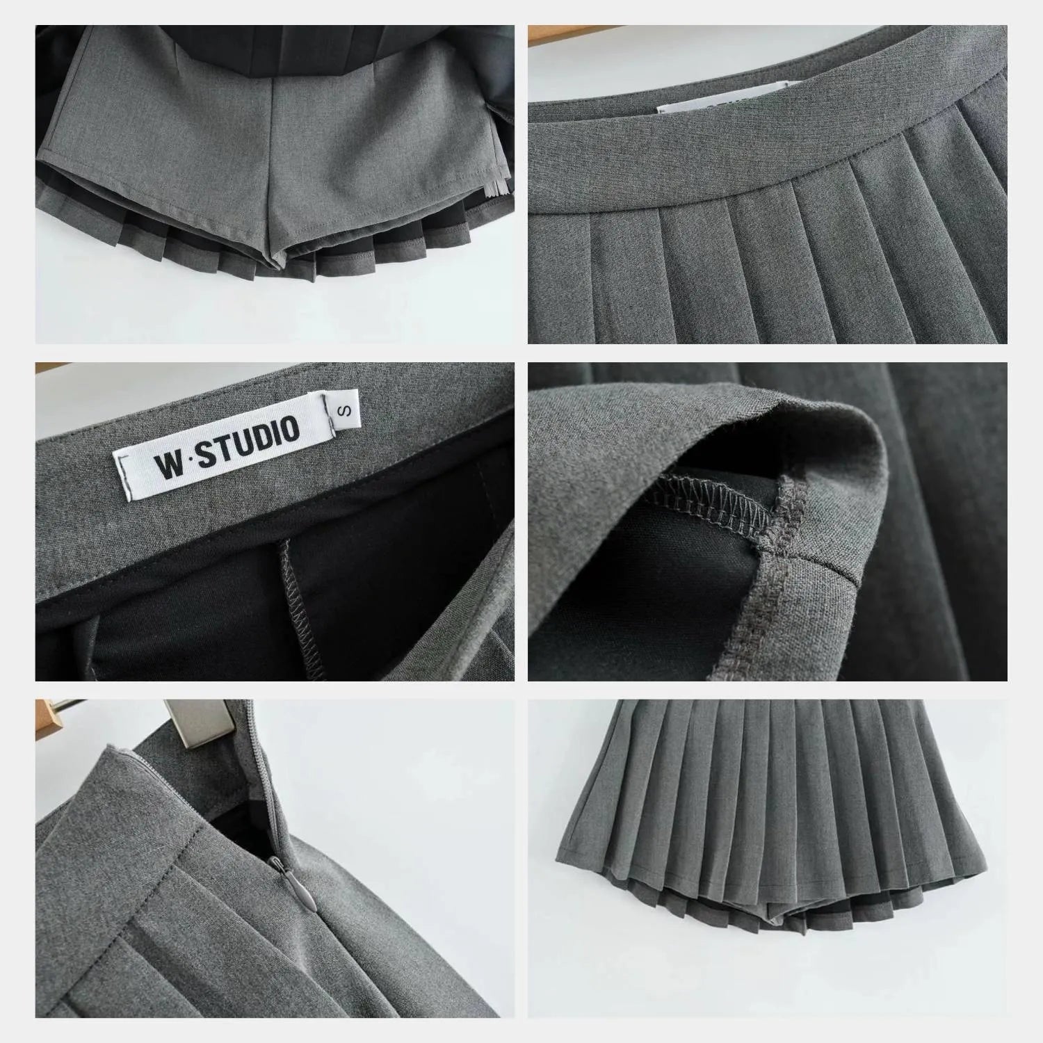 Retro Pleated High-Waisted Skirt for Women with Built-in Shorts | Christa-Grey