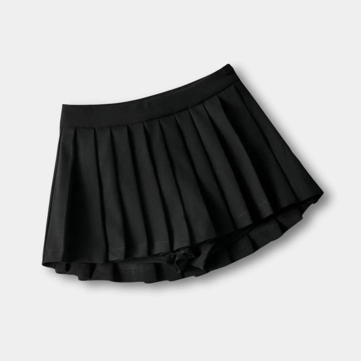 Retro Pleated High-Waisted Skirt for Women with Built-in Shorts | Christa-Black