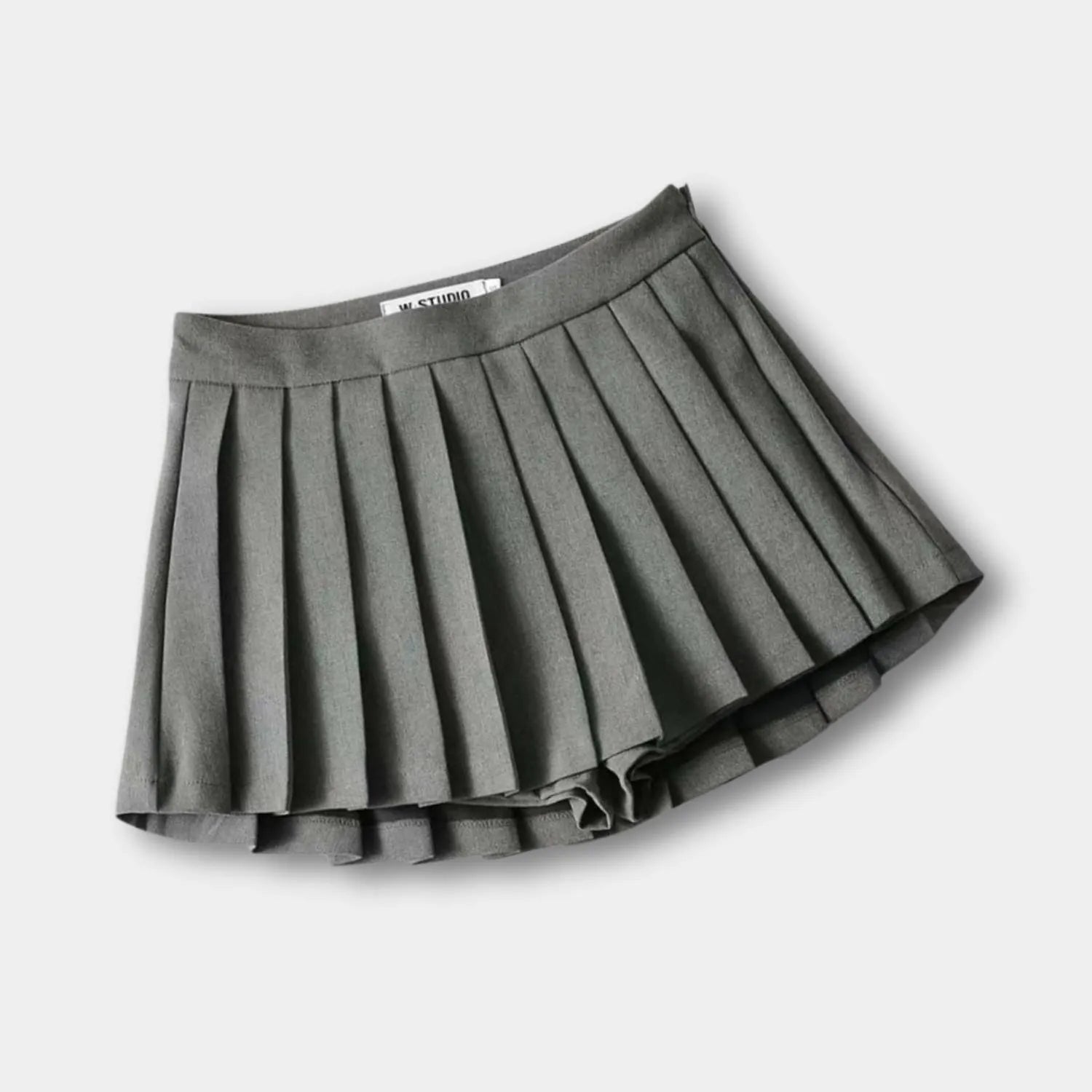 Retro Pleated High-Waisted Skirt for Women with Built-in Shorts | Christa-Grey