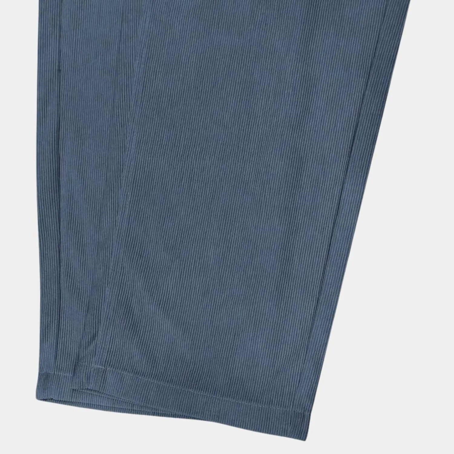Ribbed Loose-fit Corduroy Trousers for Men with Elastic Waistband-Blue