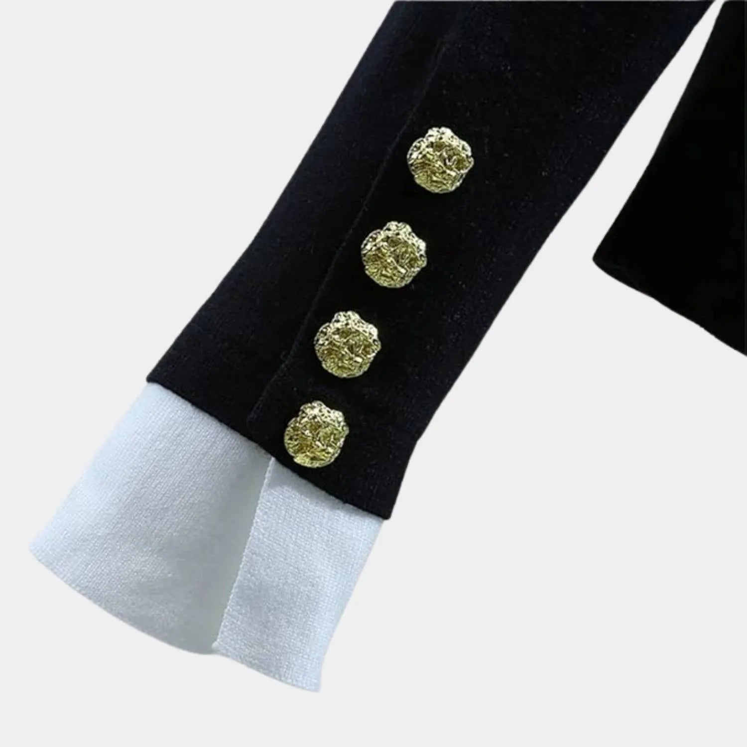 V-neck Knitted Cardigan for Women with Contrasting Gold-Coloured Buttons | Dora-Black