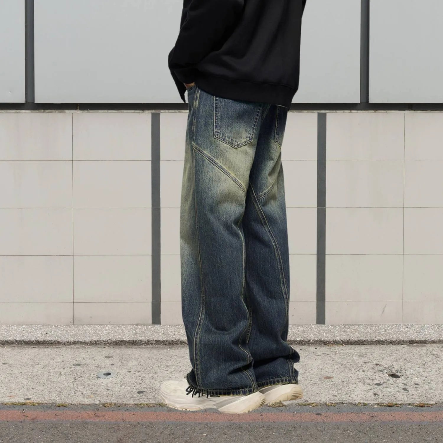 Vintage-Inspired Baggy Denim Jeans for Men with Faded Wash | Eduard-