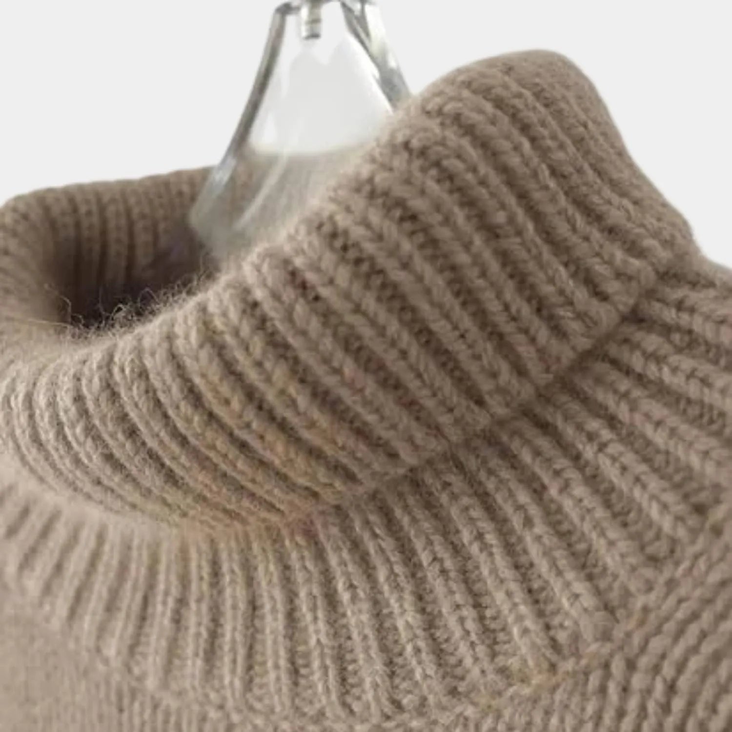 Women's Loose Fit Turtleneck Sweater-Khaki