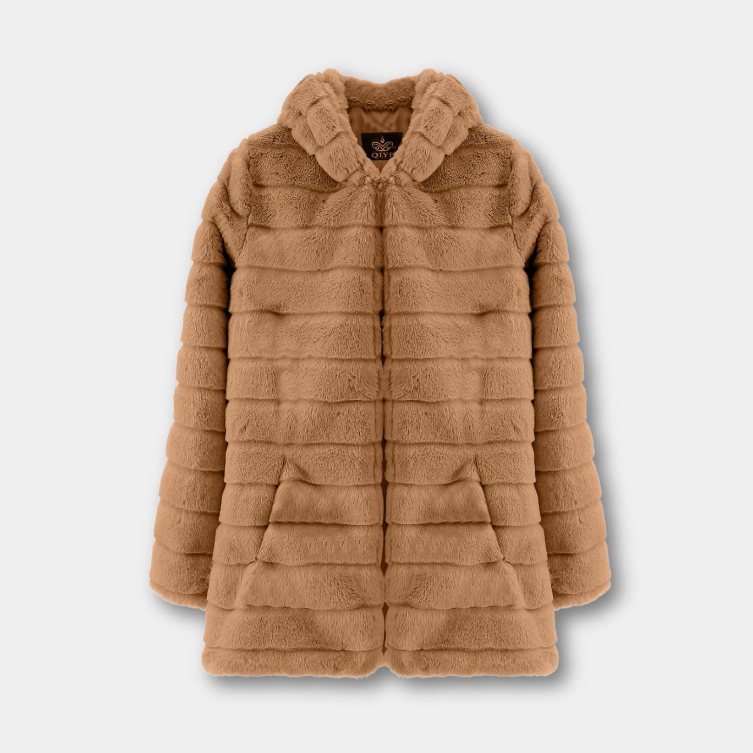 Fluffy Winter Coat for Women with Soft Faux Fur and Hood | Diana-Lanuvo