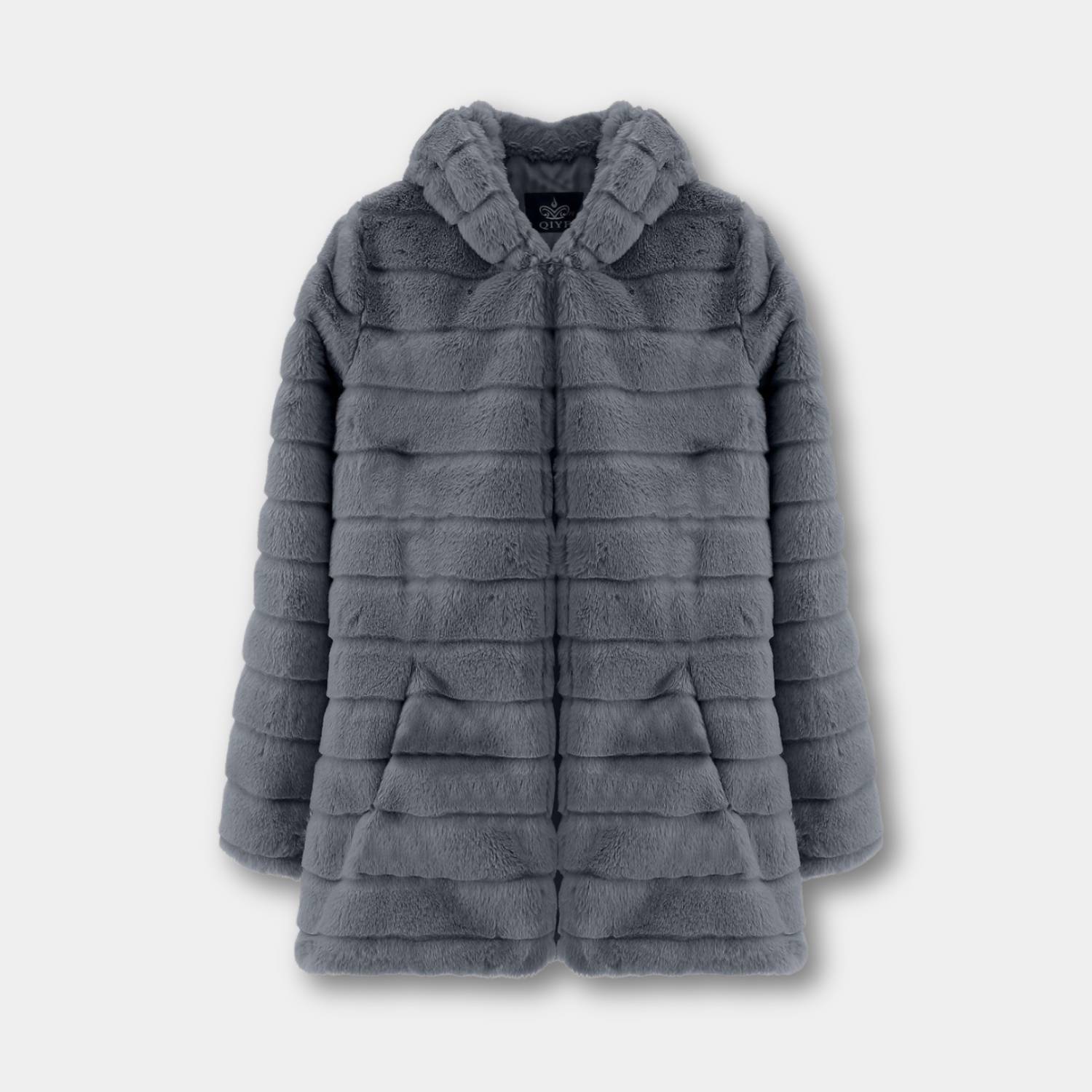 Fluffy Winter Coat for Women with Soft Faux Fur and Hood | Diana-Lanuvo