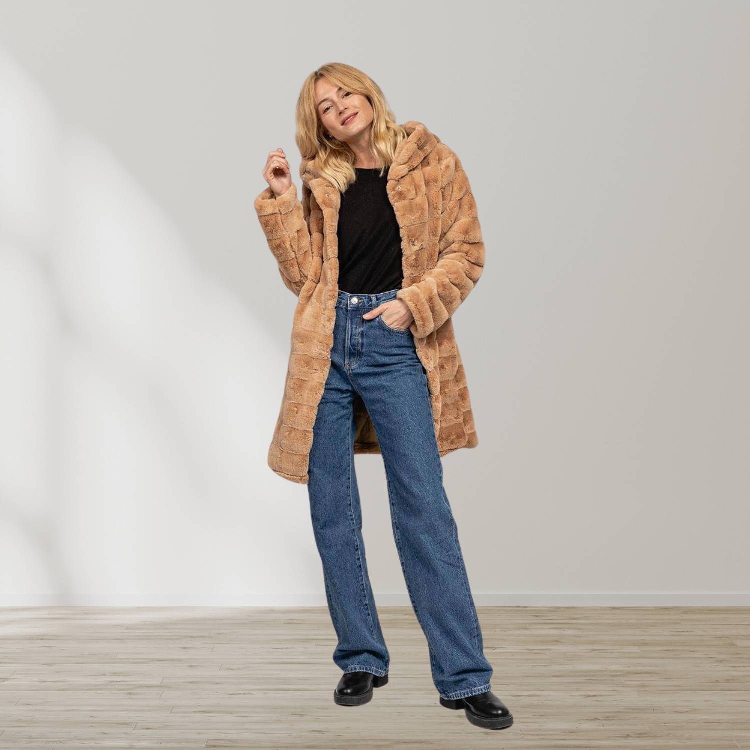 Fluffy Winter Coat for Women with Soft Faux Fur and Hood | Diana-Lanuvo
