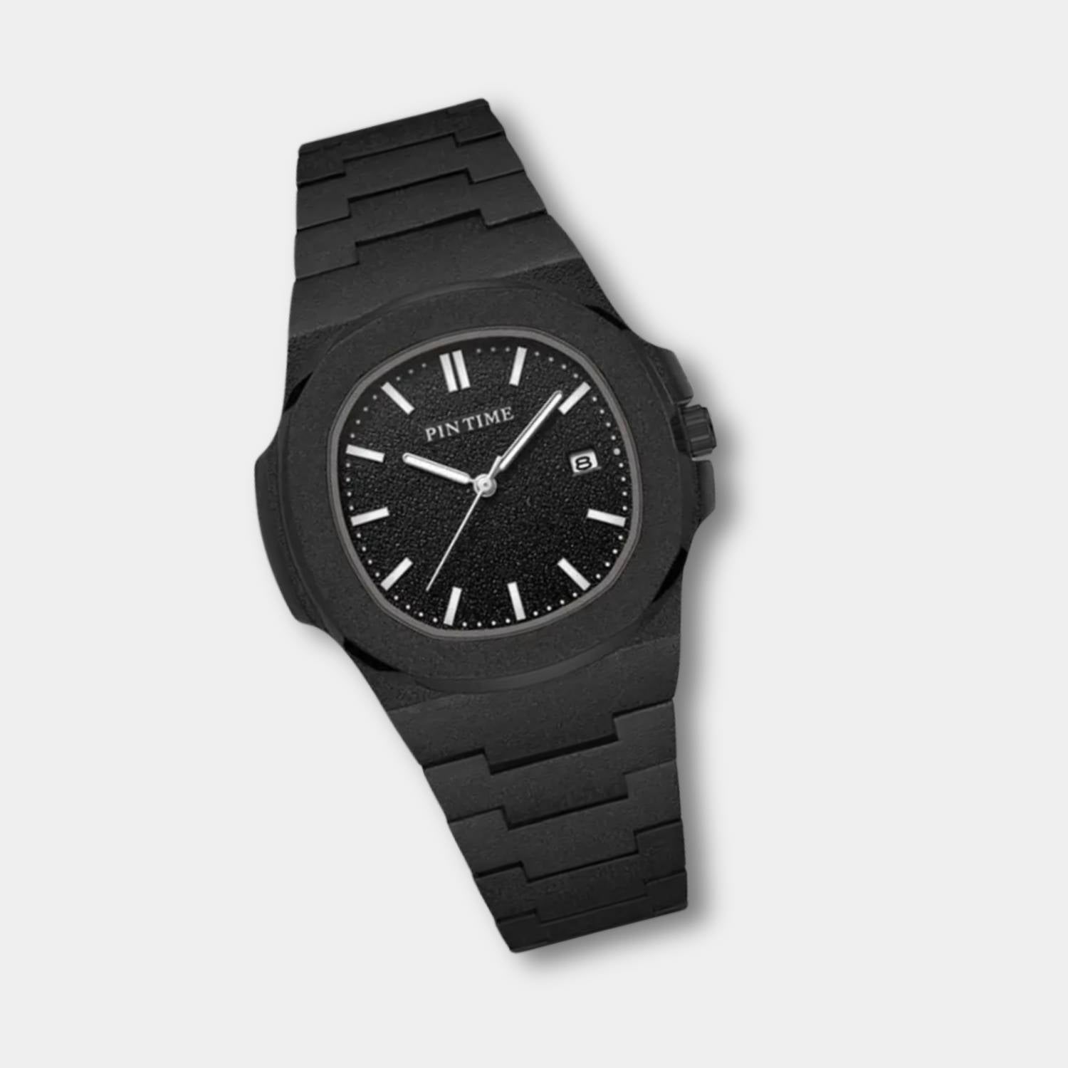 Sleek and Water-Resistant Pin Time Luxury Watch for Men with Date Display and Frosty Design | Elias-Lanuvo