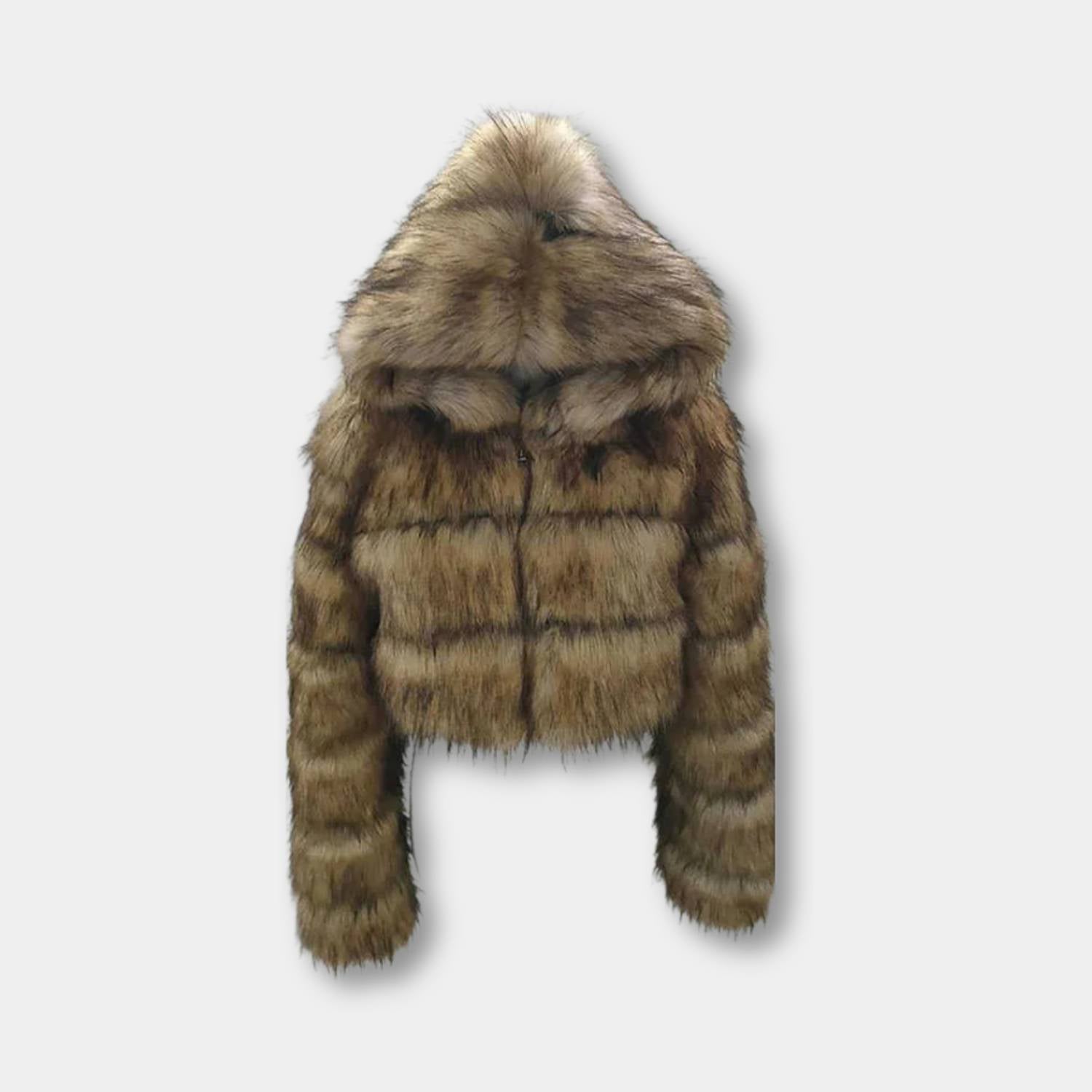Soft Cropped Faux Fur Jacket for Women with Full Zip | Doreen-Lanuvo