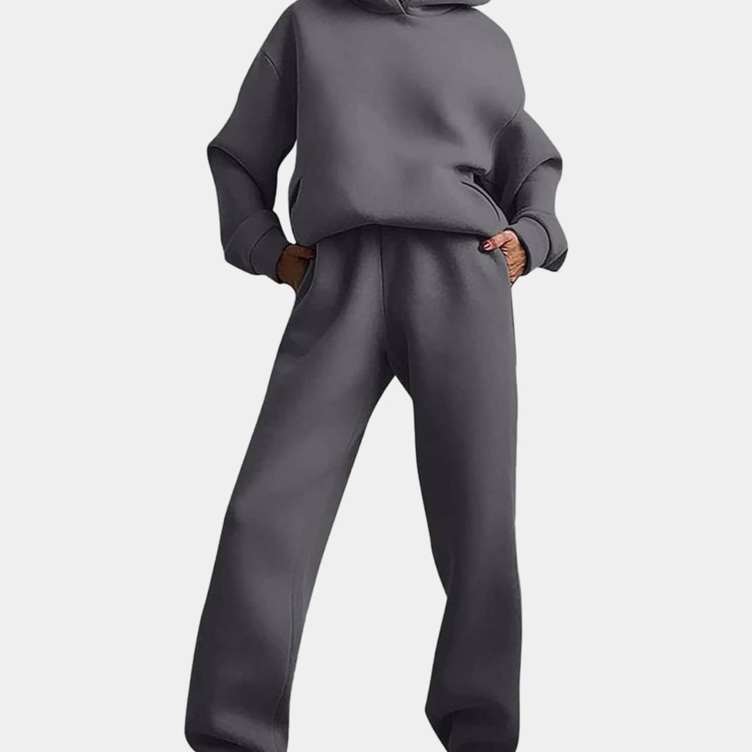 Trendy oversized hoodie with jogger trousers for women - Relaxed two-piece lounge set-Lanuvo