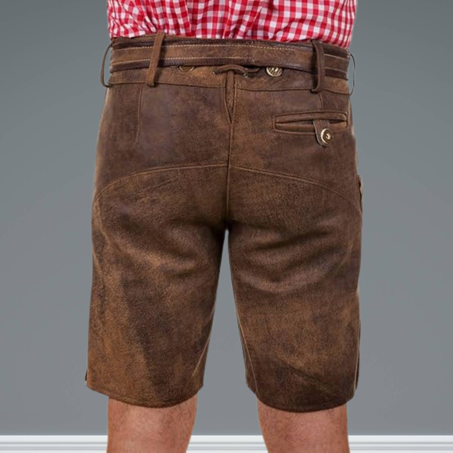 Vintage Suede Leather Shorts for Men with Floral Embroidery | Everard-Lanuvo